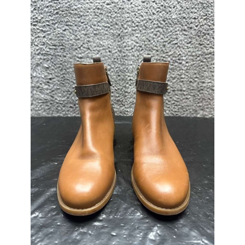 Michael Kors Farrah Flat Leather Zip Up Ankle Booties Brown Womens Size 7M‎ US - Picture 2 of 13